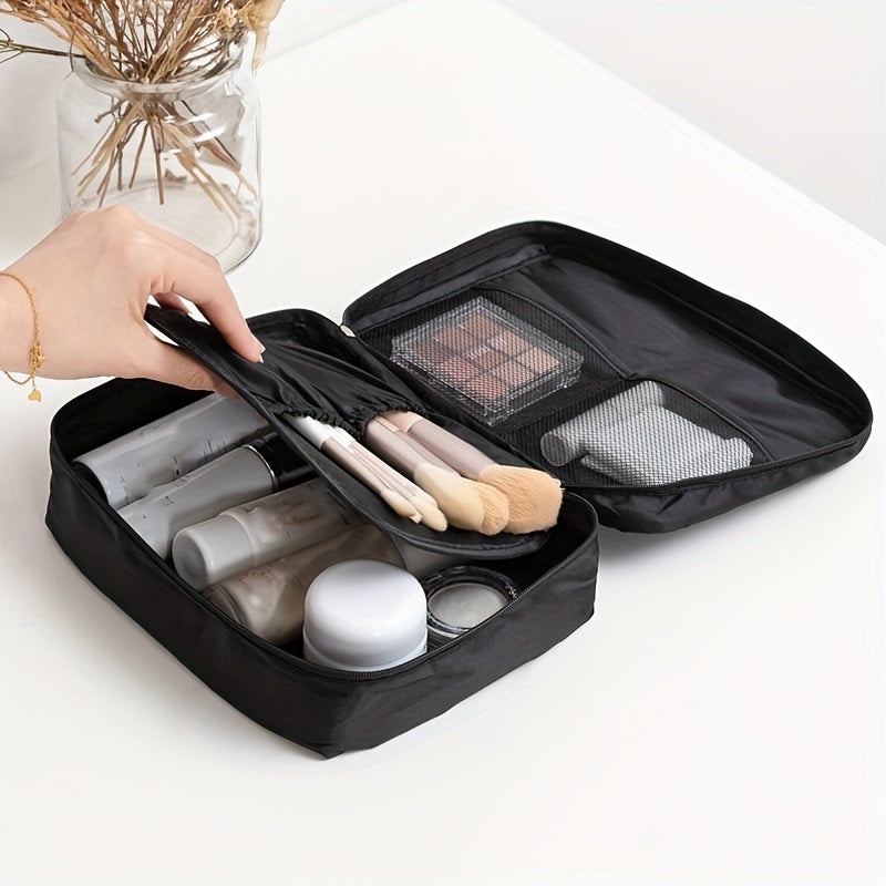 Black Cosmetic Organizer Toiletry Bag Square Handheld Portable Makeup and Washbag Large Capacity Travel Storage Pouch