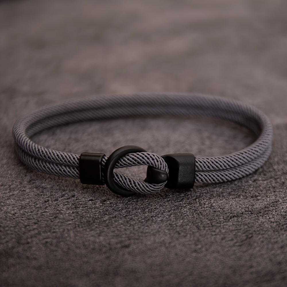 1pc European Style Minimalist O-Shaped Clasp Braided Bracelet Unisex Milanese Rope Wristband