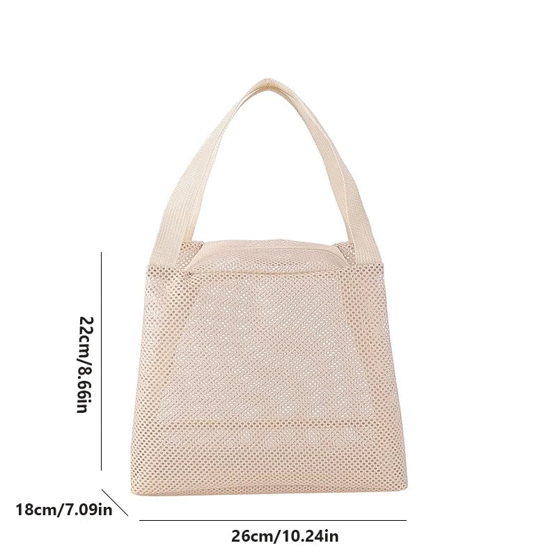 New Large Capacity Mesh Bag with handle Travel Toiltery Makeup Bag Portable Beach Bag Cosmetic Zipper Pouch