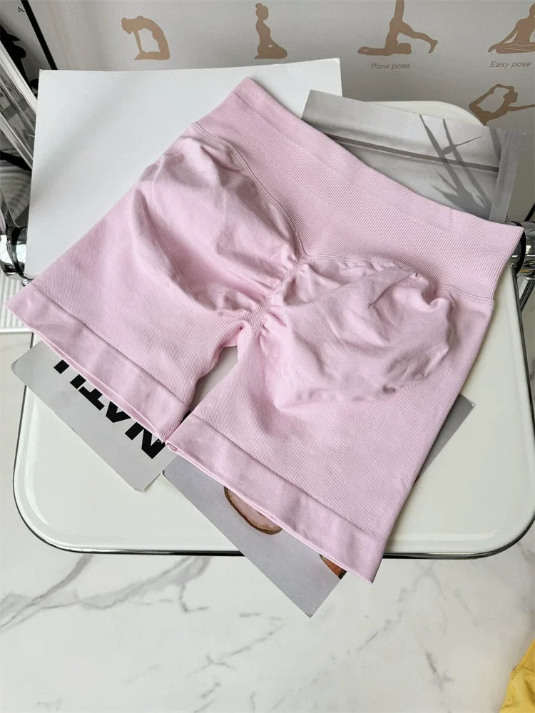 Seamless Ribbed Yoga Shorts for Women - Flex & Lift
