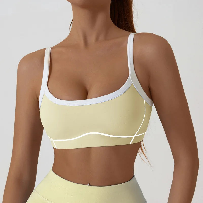 Breathable Color Block Yoga Sports Bra