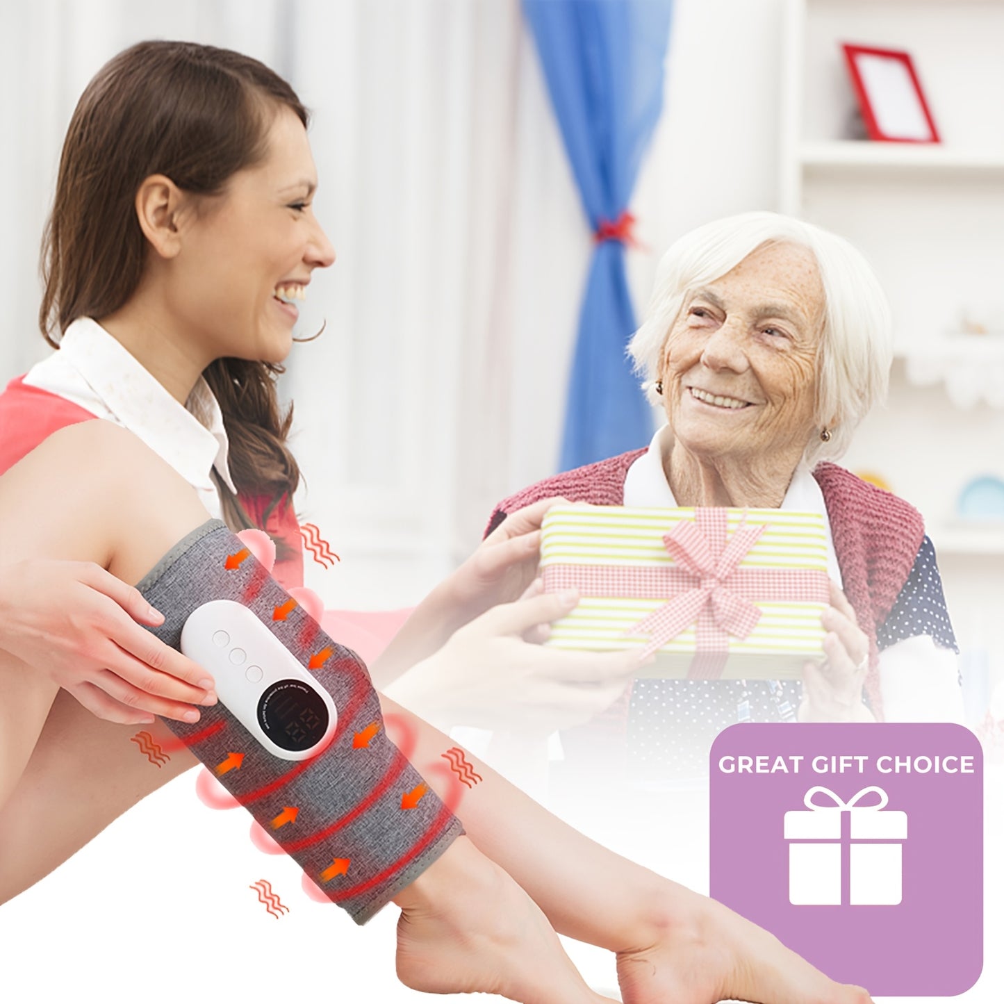 1-Piece Electric Leg Massager, Rechargeable Calf Air Pressure Massager with Heating for Feet, Thighs, and Knees, Wireless Design for Muscle Relaxation, Automatic Kneading Function, Ideal Christmas Gift for Parents, Men, and Women