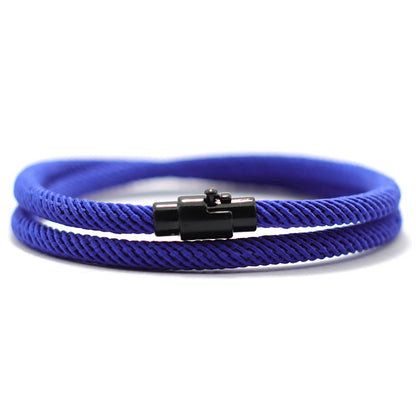 Noter Men's Minimalist Magnetic Nylon Cord Bracelet - Red & Black Casual Elastic Wristband for Casual Attire, Durable Comfortable Stylish Accessory