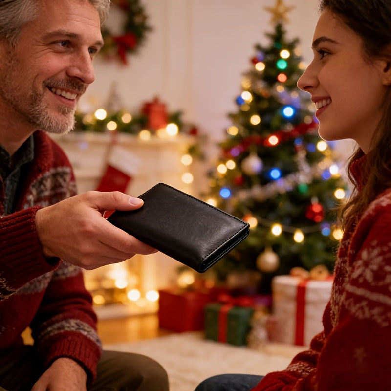 1pc Genuine Leather Wallets for Men and Women | Vintage Thin Vertical Short ID Credit Card Holder Money Bag Coin Purse, Solid Color, Lining, Non-braided, Ideal for Thanksgiving, Father'S Day, Christmas, Valentine'S Day Gifts