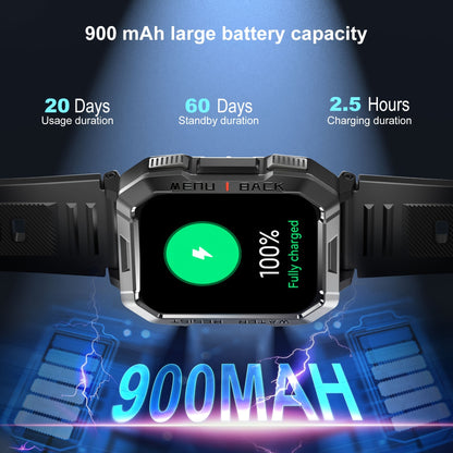 Blackview 900 MAh Men'S Smartwatch With LED Flashlight, Exercise Pedometer, Calorie Calculator Sports Bracelet, Sports Mileage Logger 2.01-Inch HD With Compass Outdoor Sports Watch, Finds Your Phone, Watch Birthday Gift Christmas Gift