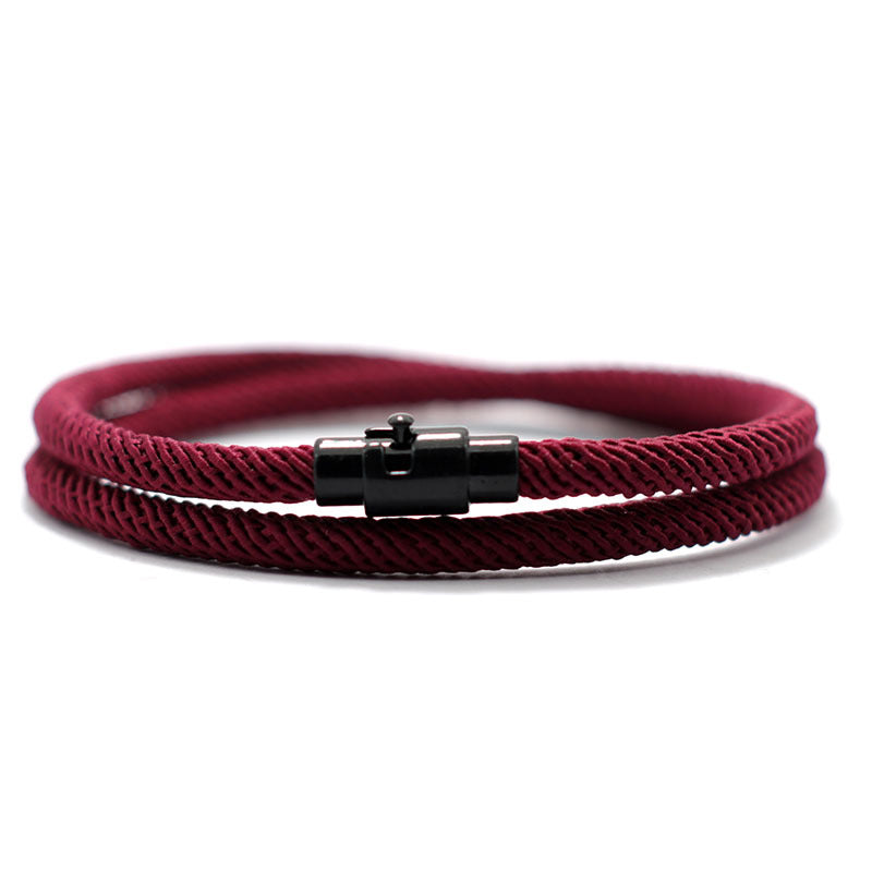 Men's Minimalist Magnetic Nylon Bracelet - Red & Black