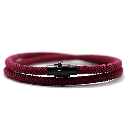 Men's Minimalist Magnetic Nylon Bracelet - Red & Black