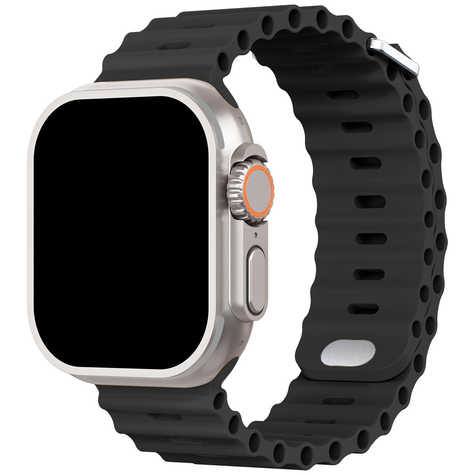 Waterproof Silicone Sport Band for iWatch - Fits 38mm to 49mm, Compatible with Series SE/Ultra/1-9, Replacement Strap with Secure Button Clasp