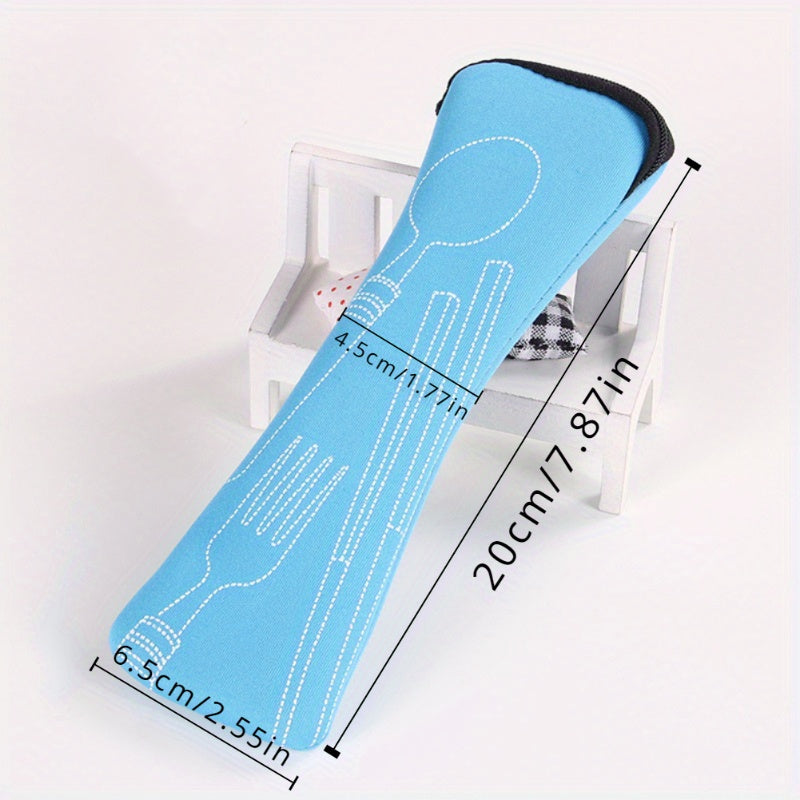 1pc Storage Box, Leak Proof Portable Fabric Cutlery Pouches, Durable Utensil Bags With Zipper, For Fork, Spoon And Knife, For Camping, Picnic, School And Office, Home Organizers And Storage, Home Accessories