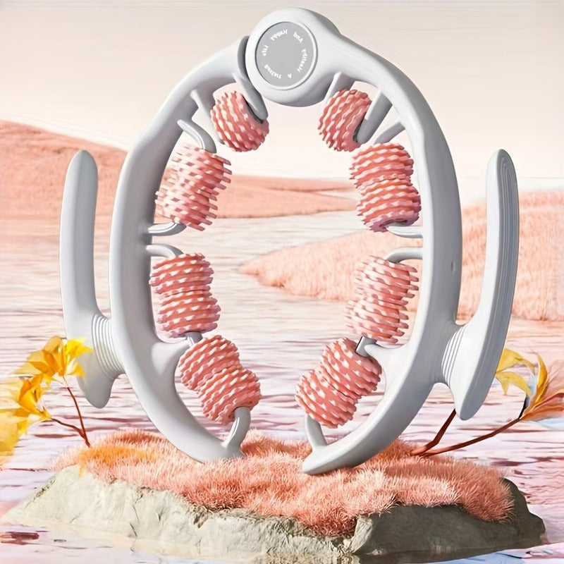 14-Wheel Yoga Fitness Roller - Deep Tissue Massager with Leg Clamp - for Muscle & Enhanced Performance