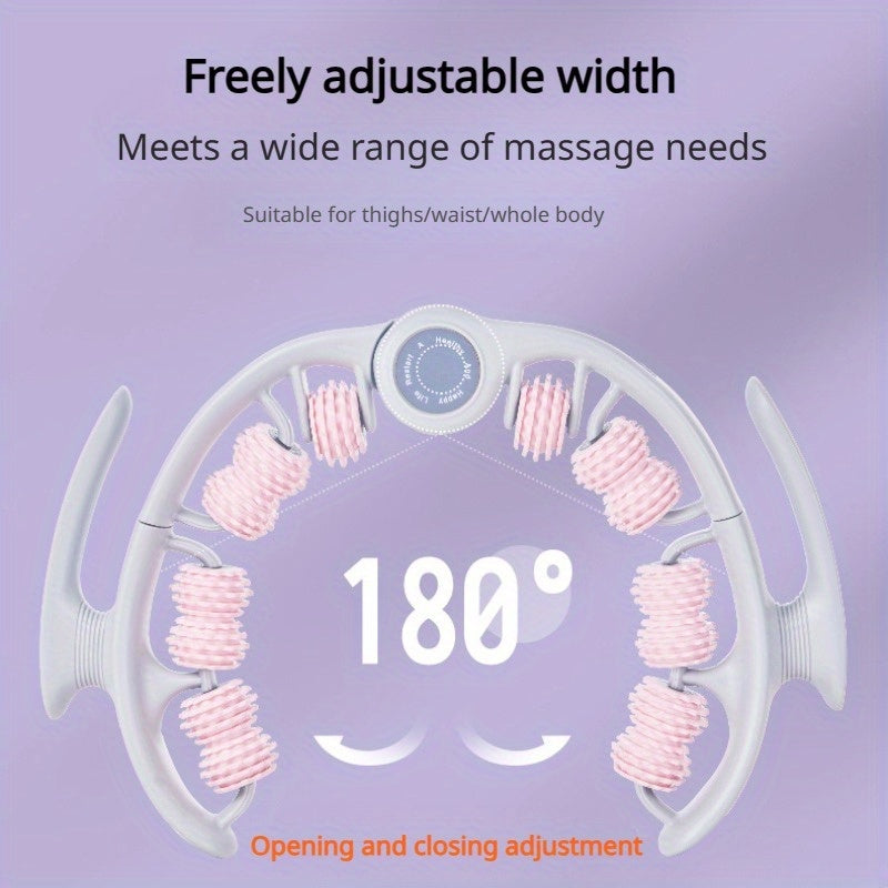 14-Wheel Yoga Fitness Roller - Deep Tissue Massager with Leg Clamp - for Muscle & Enhanced Performance