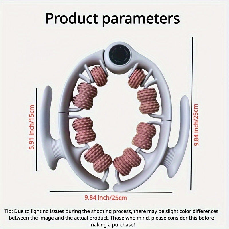 14-Wheel Yoga Fitness Roller - Deep Tissue Massager with Leg Clamp - for Muscle & Enhanced Performance