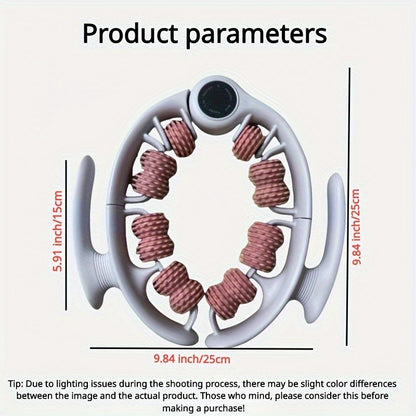 14-Wheel Yoga Fitness Roller - Deep Tissue Massager with Leg Clamp - for Muscle & Enhanced Performance