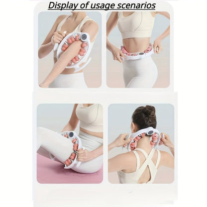 14-Wheel Yoga Fitness Roller - Deep Tissue Massager with Leg Clamp - for Muscle & Enhanced Performance