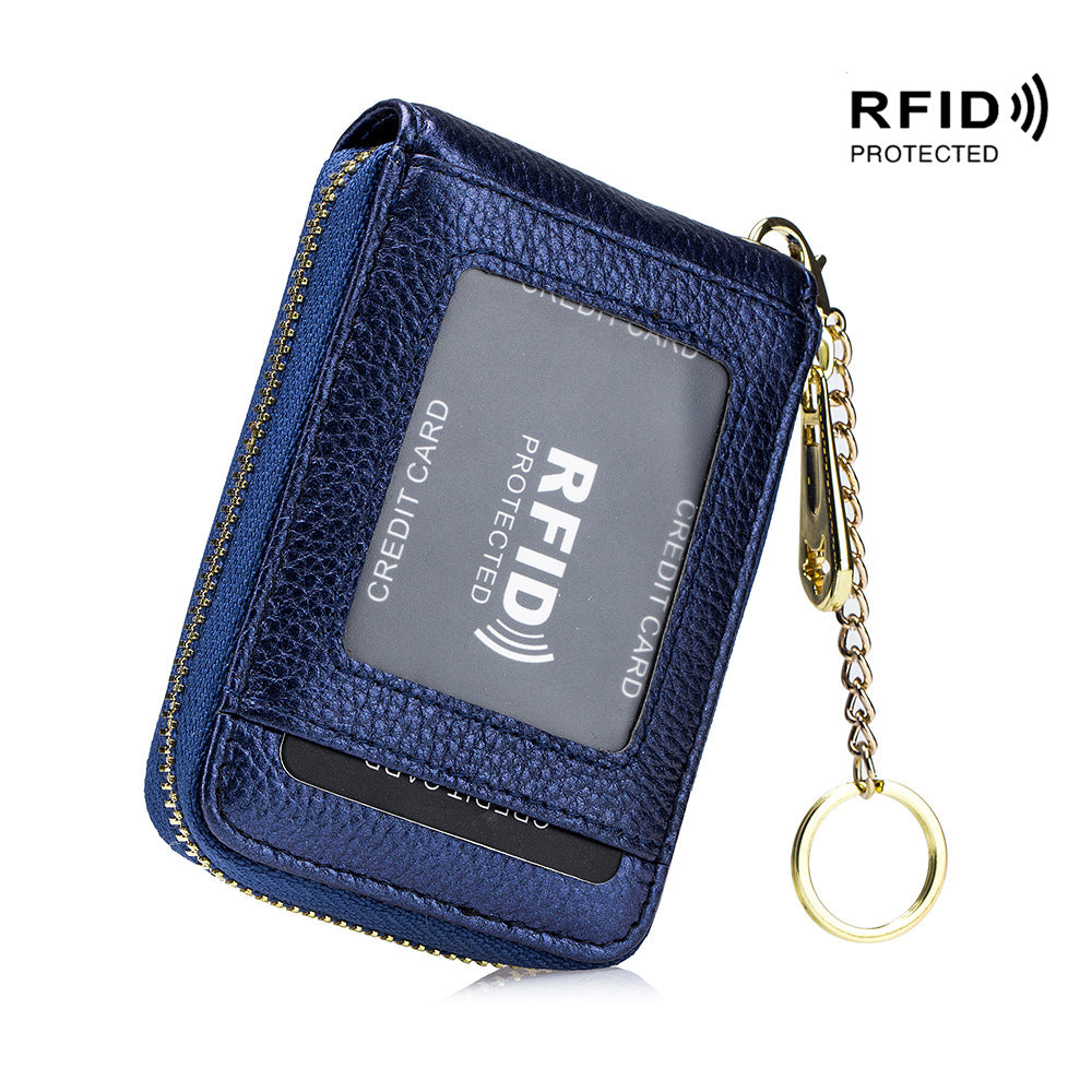 RFID Credit Card Holder, Casual Multi-compartment Wallet, Simple Zip Around Card Case