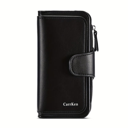 Carteira curta retro minimalista, bolsa de cor sólida para cartões de crédito, carteira com várias ranhuras para cartões