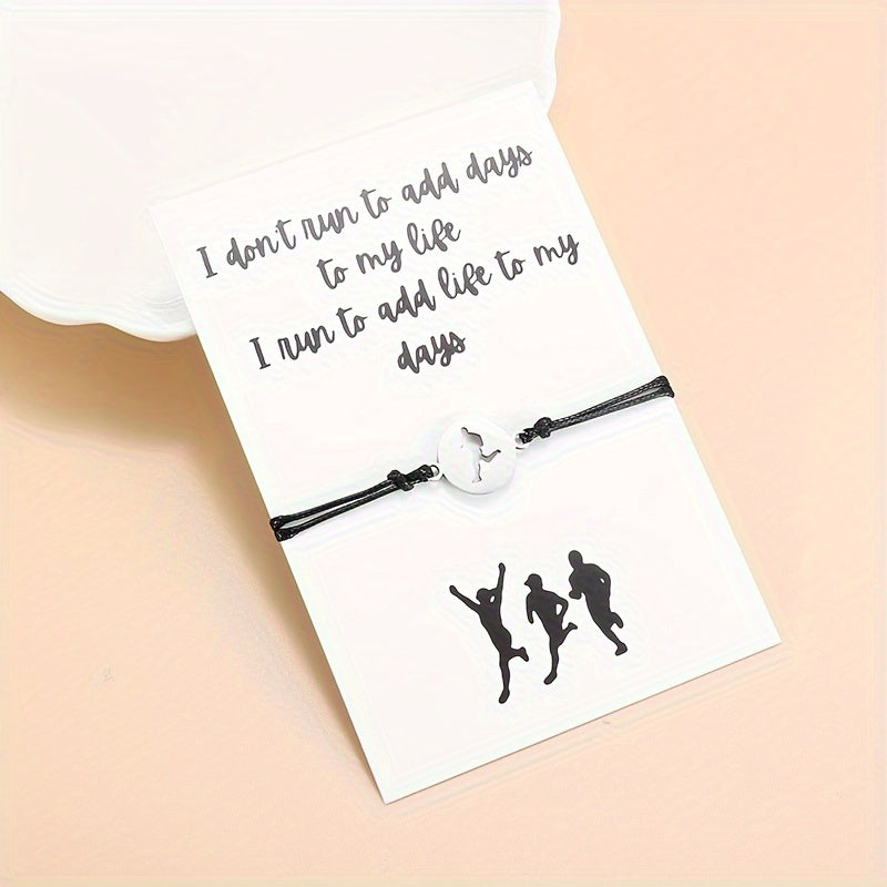 Stainless Steel Running Pattern Pendant Bracelet For Men Women, Gift For Boyfriend Girlfriend, Sports Lovers Gift