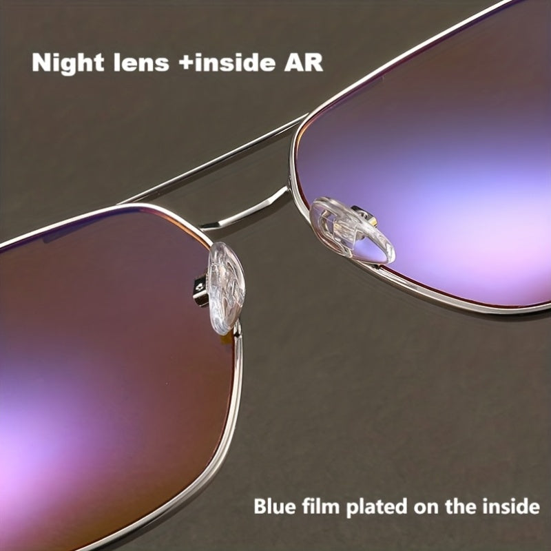 Óculos para Conduzir à Noite, Óculos Elegantes, Óculos de Metal Adequados para Homens e Mulheres.