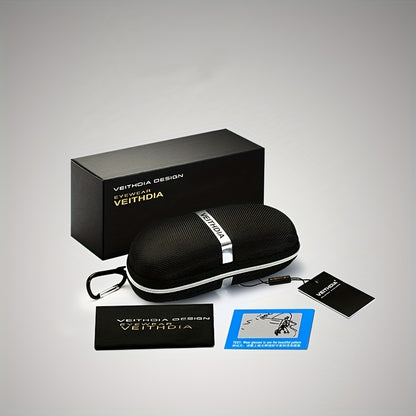 VEITHDIA Óculos de Sol Fashion Polarizados e Resistentes aos Raios UV, Óculos de Direção Estilosos, Formato Caixa para Proteção Solar e dos Olhos, Presentes de Natal Divertidos