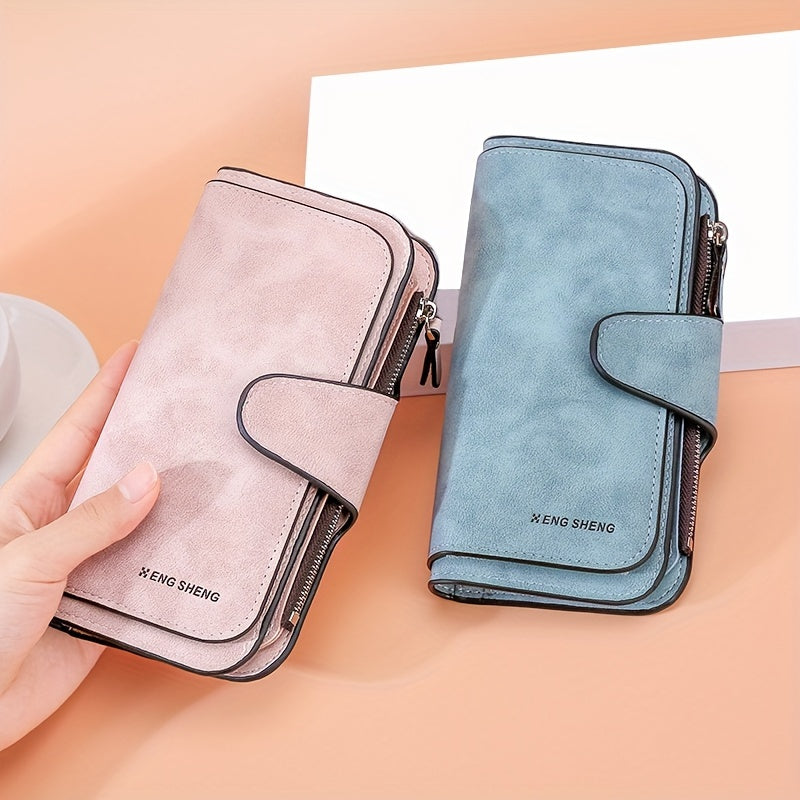 Carteira curta retro minimalista, bolsa de cor sólida para cartões de crédito, carteira com várias ranhuras para cartões