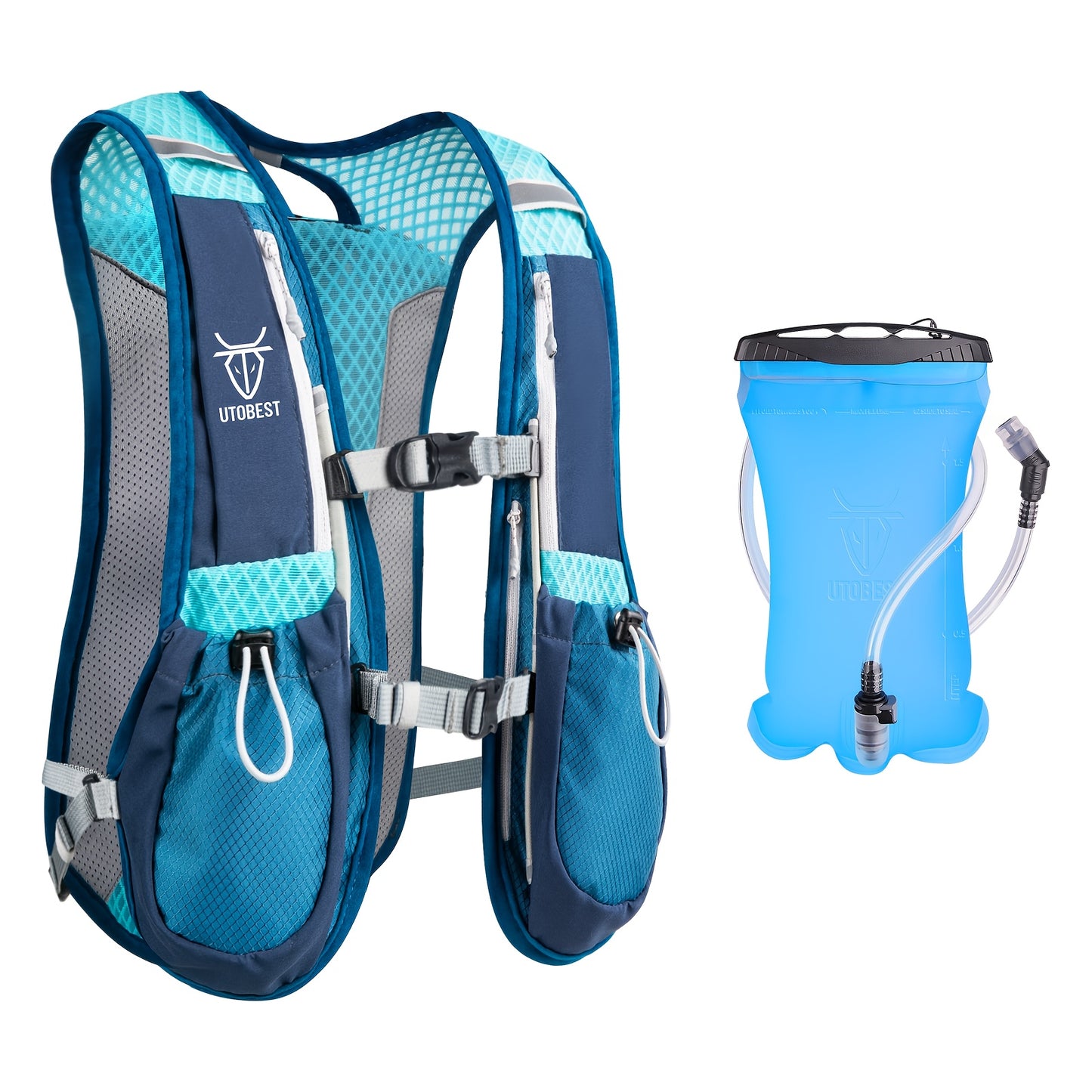 UTOBEST Lightweight Running Vest & Hydration Pack - Ultra-Lightweight Breathable Running Backpack with Hydration System, Adjustable Straps & Zippered Pockets - for