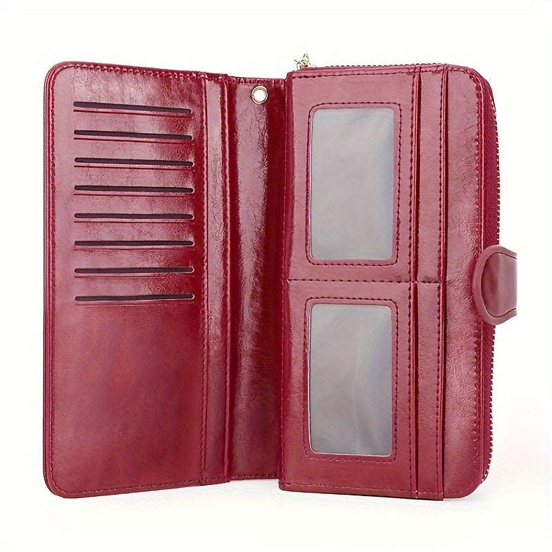 Bright And Shiny Long Wallet with Large Capacity for Multiple Cards, Combined with A Handbag, Featuring A Wrist Strap