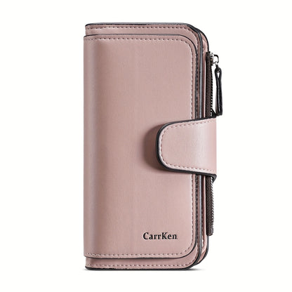 Carteira curta retro minimalista, bolsa de cor sólida para cartões de crédito, carteira com várias ranhuras para cartões