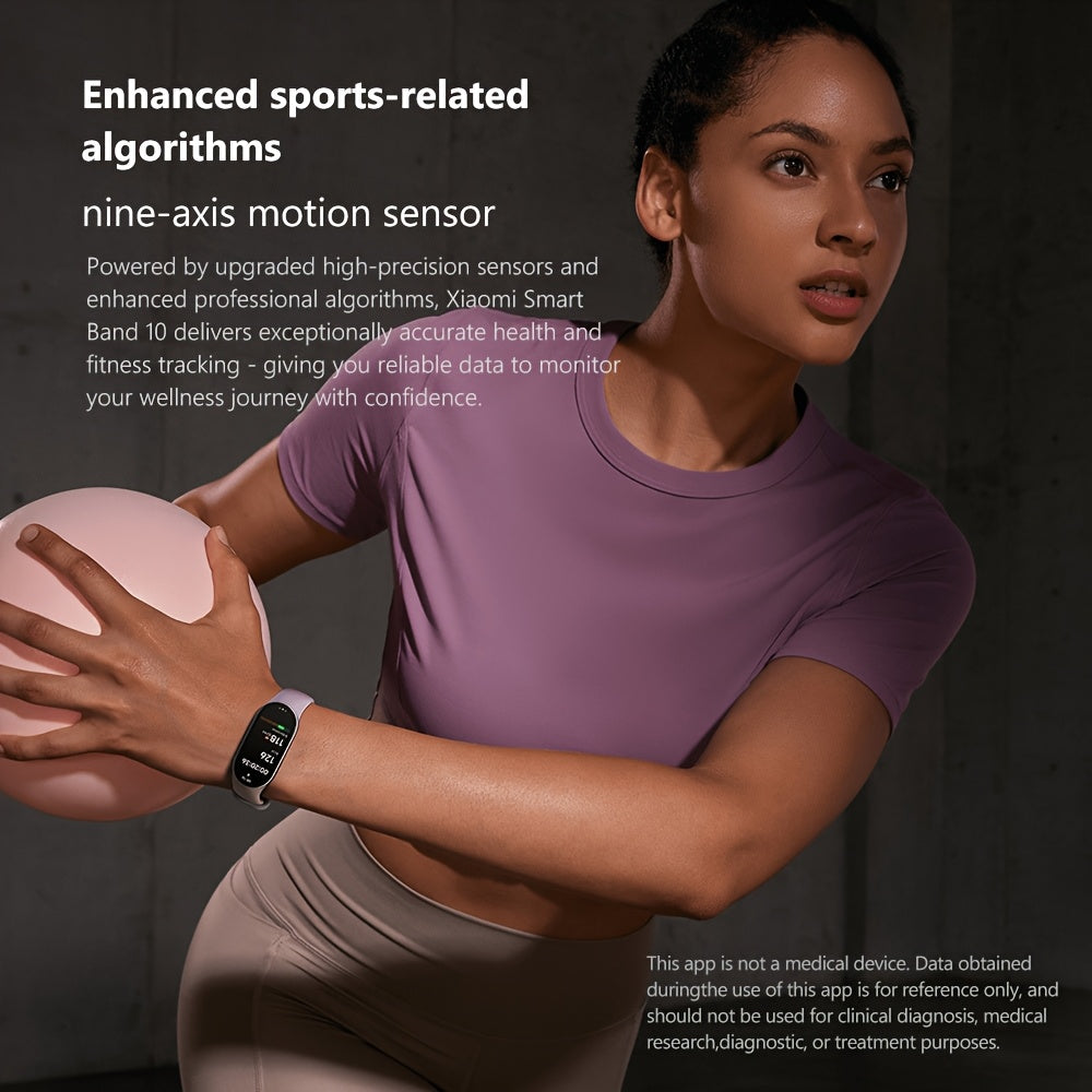 Xiaomi Mi Smart Band 10 for & - Smartwatch with 4.37cm AMOLED Display, Compatible for /, 5ATM, Battery Life, Compatible for Smart Mi Band Strap