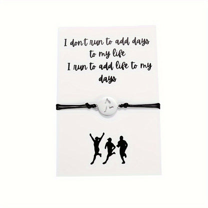 Stainless Steel Running Pattern Pendant Bracelet For Men Women, Gift For Boyfriend Girlfriend, Sports Lovers Gift