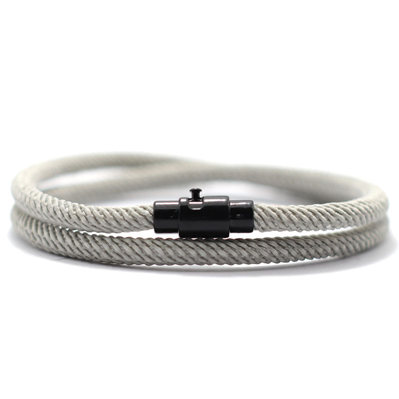 Men's Minimalist Magnetic Nylon Bracelet - Red & Black