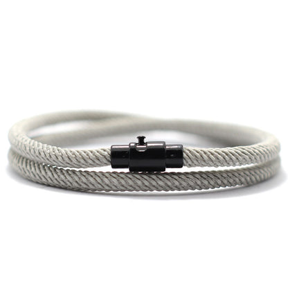 Men's Minimalist Magnetic Nylon Bracelet - Red & Black