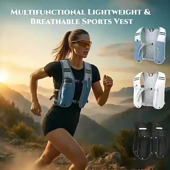 Unisex Lightweight Sports Vest with Multiple Pockets - Breathable Mesh Back, Adjustable Straps & Zippered Compartments for Running, Hiking, Gym - Hydration & Phone Storage, Black, Hiking Gear, Sleek Design, Secure Zipper Pockets