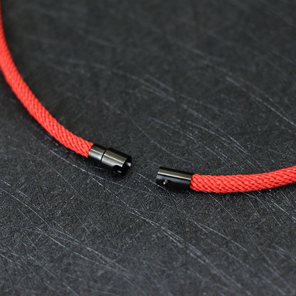 Noter Men's Minimalist Magnetic Nylon Cord Bracelet - Red & Black Casual Elastic Wristband for Casual Attire, Durable Comfortable Stylish Accessory