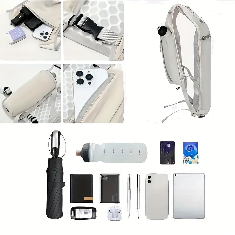 Unisex Lightweight Sports Vest with Multiple Pockets - Breathable Mesh Back, Adjustable Straps & Zippered Compartments for Running, Hiking, Gym - Hydration & Phone Storage, Black, Hiking Gear, Sleek Design, Secure Zipper Pockets