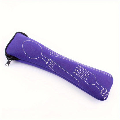 1pc Storage Box, Leak Proof Portable Fabric Cutlery Pouches, Durable Utensil Bags With Zipper, For Fork, Spoon And Knife, For Camping, Picnic, School And Office, Home Organizers And Storage, Home Accessories