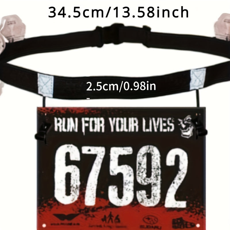 Elastic Race Belt with Gel Holder - Perfect for Running, Marathons & Outdoor Sports, Black