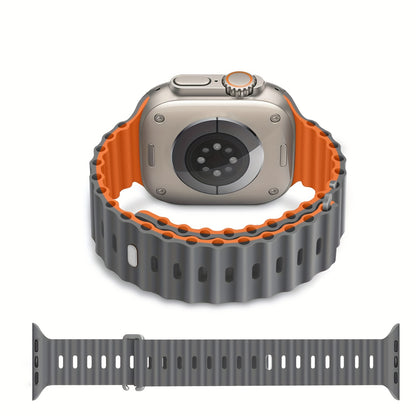 Waterproof Silicone Sport Band for iWatch - Fits 38mm to 49mm, Compatible with Series SE/Ultra/1-9, Replacement Strap with Secure Button Clasp