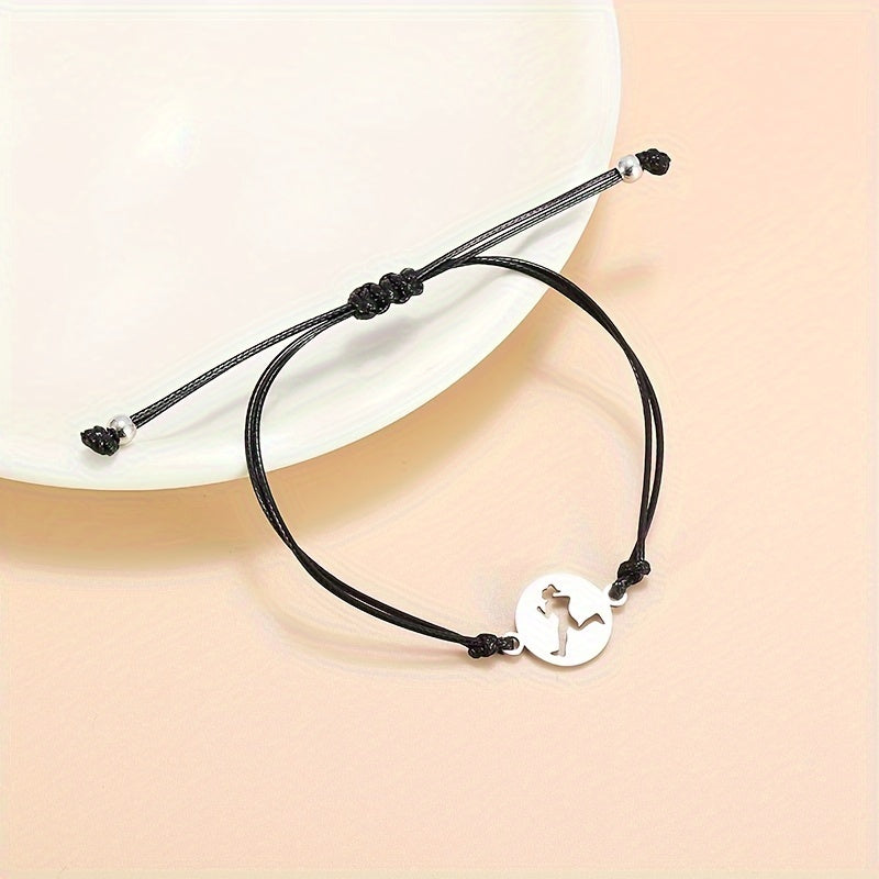 Stainless Steel Running Pattern Pendant Bracelet For Men Women, Gift For Boyfriend Girlfriend, Sports Lovers Gift