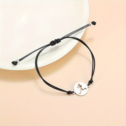 Stainless Steel Running Pattern Pendant Bracelet For Men Women, Gift For Boyfriend Girlfriend, Sports Lovers Gift