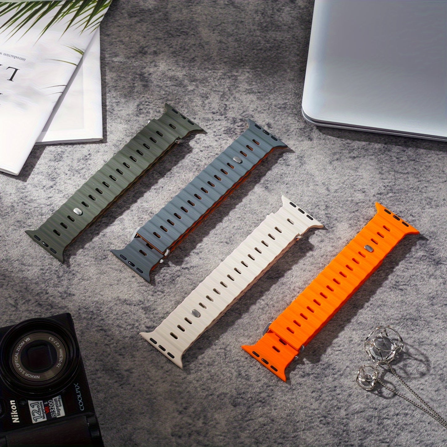 Waterproof Silicone Sport Band for iWatch - Fits 38mm to 49mm, Compatible with Series SE/Ultra/1-9, Replacement Strap with Secure Button Clasp