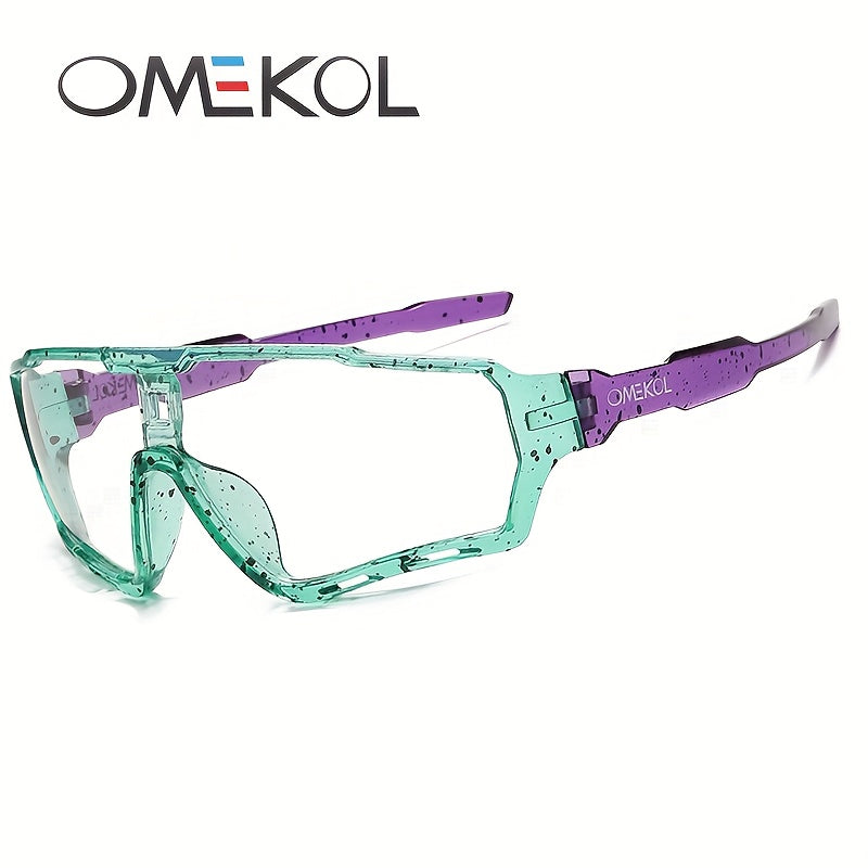Óculos de moda unissexo OMEKOL - Estrutura de PC com armação completa e lentes de gradiente roxo e azul, leves e duráveis para homens e mulheres, perfeitos para uso casual ou formal, óculos de moda, óculos modernos, lentes de alta qualidade, lentes de padel para homens