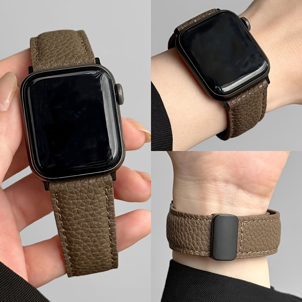 1pc Suitable for Apple Watch Strap Litchi Pattern Magnetic Strap SE S123456789 watchband