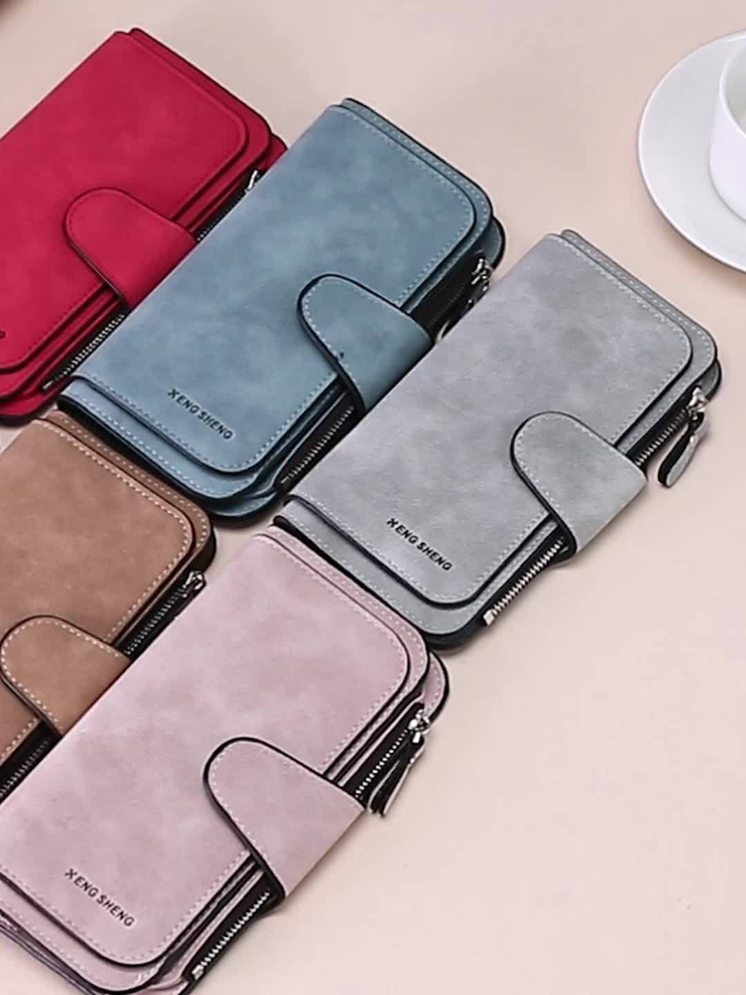 Carteira curta retro minimalista, bolsa de cor sólida para cartões de crédito, carteira com várias ranhuras para cartões