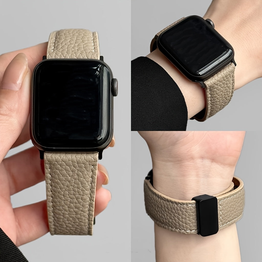 1pc Suitable for Apple Watch Strap Litchi Pattern Magnetic Strap SE S123456789 watchband