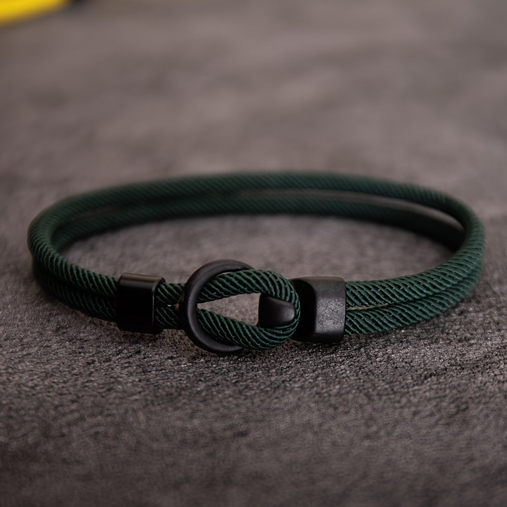 1pc European Style Minimalist O-Shaped Clasp Braided Bracelet Unisex Milanese Rope Wristband