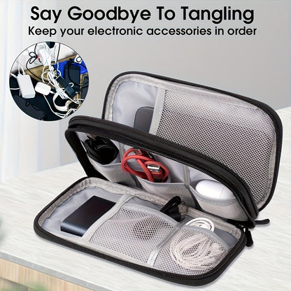 Packing Organizers, Three Colors Available Durable Polyester Portable Cable Organizer Bag - Compact Travel Tech Accessory Case with Multiple Compartments for Storing Cables, Chargers, and Small Items, Hand Wash or Dry Cleanable, Comes in Pink, Black