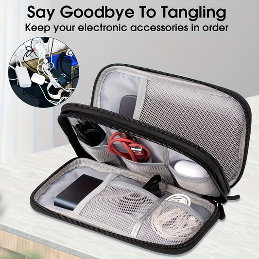 Packing Organizers, Three Colors Available Durable Polyester Portable Cable Organizer Bag - Compact Travel Tech Accessory Case with Multiple Compartments for Storing Cables, Chargers, and Small Items, Hand Wash or Dry Cleanable, Comes in Pink, Black