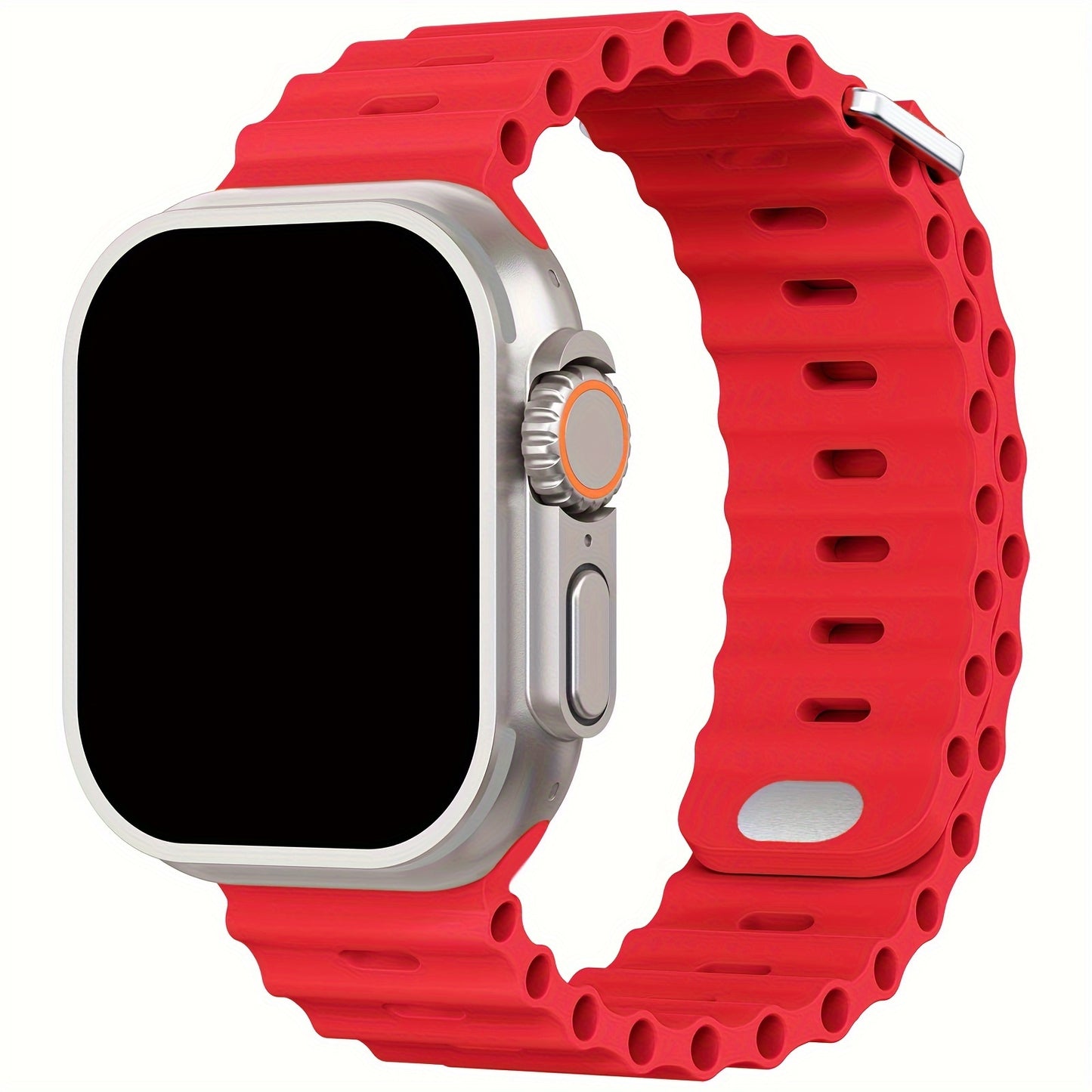 Waterproof Silicone Sport Band for iWatch - Fits 38mm to 49mm, Compatible with Series SE/Ultra/1-9, Replacement Strap with Secure Button Clasp