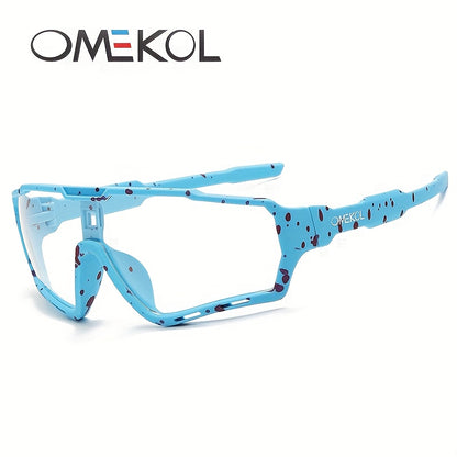 Óculos de moda unissexo OMEKOL - Estrutura de PC com armação completa e lentes de gradiente roxo e azul, leves e duráveis para homens e mulheres, perfeitos para uso casual ou formal, óculos de moda, óculos modernos, lentes de alta qualidade, lentes de padel para homens