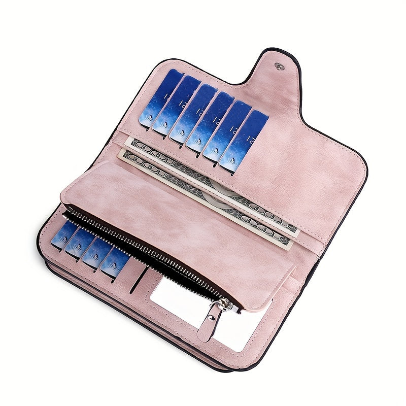 Carteira curta retro minimalista, bolsa de cor sólida para cartões de crédito, carteira com várias ranhuras para cartões